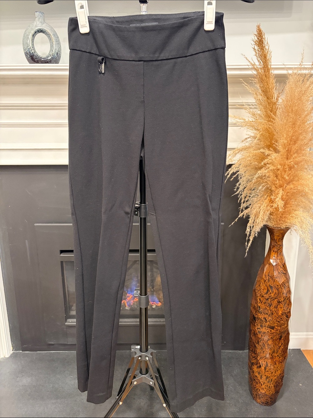 Black Straight-Leg Ponte Pants for Women